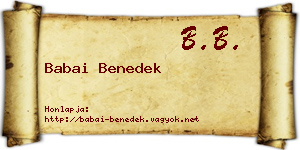 Babai Benedek névjegykártya