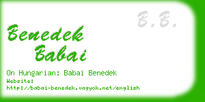 benedek babai business card